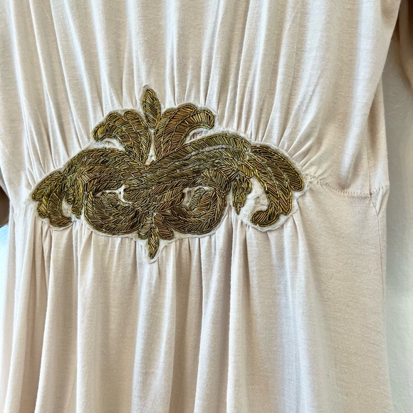❤️Host Pick❤️Zara Collective Dress Sz Med Gold Beaded Embroidery Blouson sleeve - Picture 2 of 12